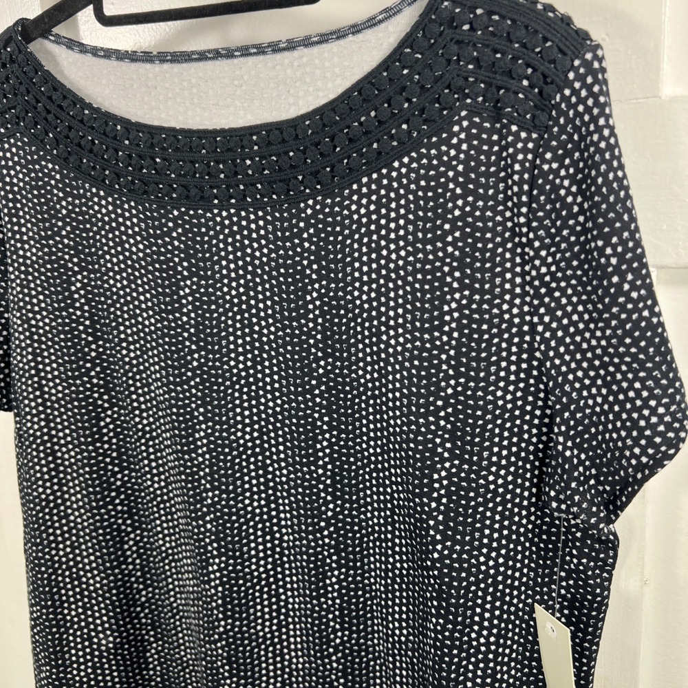 Croft & Barrow Black White Speckled Dot Print Short Sleeve‎ Top Women's XL